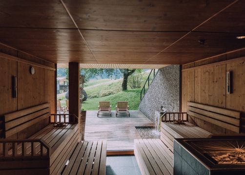 Biohotel Chesa Valisa: Aussicht von der Sauna - Das Naturhotel Chesa Valisa****s, Hirschegg/Kleinwalsertal, Vorarlberg, Österreich