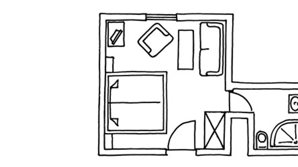 Chambre simple côté forêt, bâtiment principal