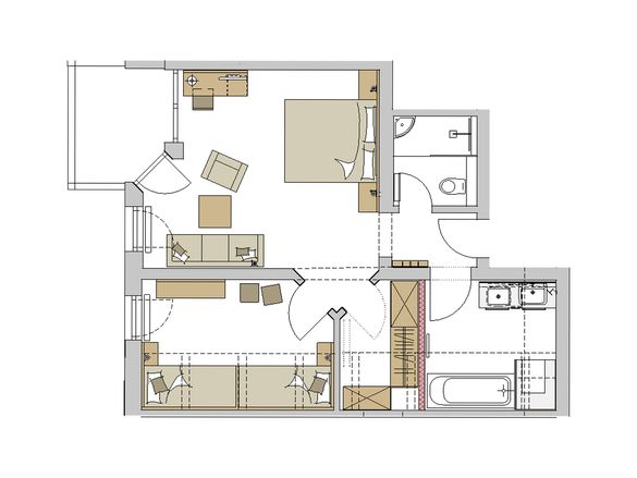 Family-Suite „Schreinerhof“ Mansarde Richtung Baustelle Grundriss #1
