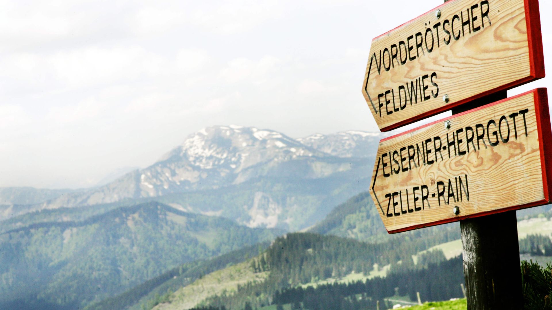 Wegweiser im alpinen Mostviertel